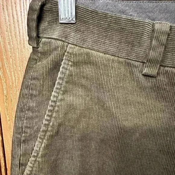Brooks Brothers Clark Fit Pants Mens 35x28 Corduroy Olive Green 346 VTG Casual - Picture 3 of 8